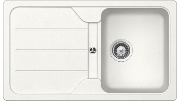 Мойка врезного монтажа из Тегранита Плюс с 1-ой чашей SIMPLA 45 B-TG 1B 1D WHITE