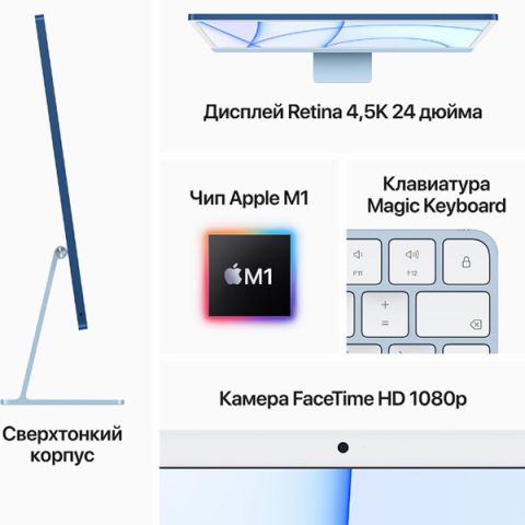 iMac 24" Retina 4,5K, (M1 8C CPU, 8C GPU), 8 ГБ, 512 ГБ SSD, розовый
